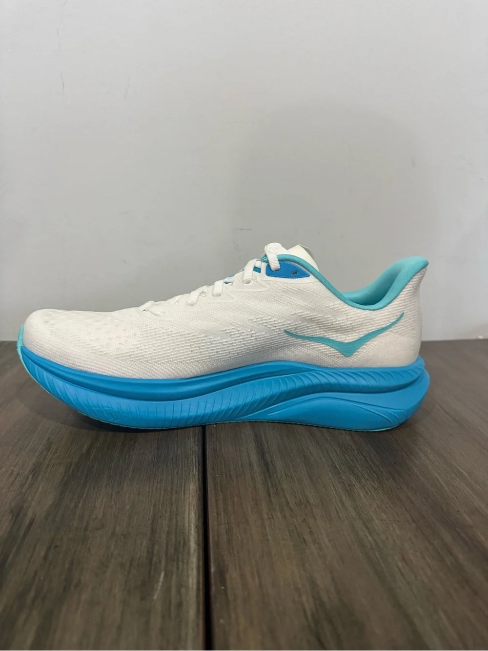 Hoka Women's White & Turquoise Athletic Running Shoe